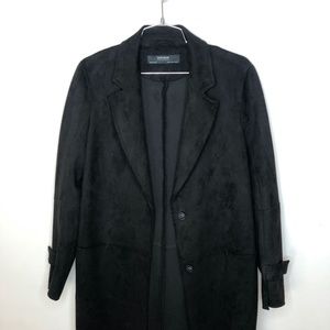 Zara Black Suede Trench Coat Size S